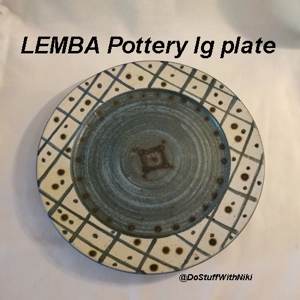Lemba Pottery Cyprus beautiful blue lg plate