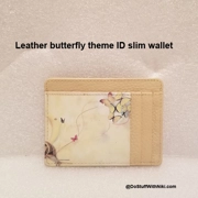 Tan leather Butterfly theme ID wallet slim