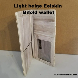 Lgt beige eelskin bifold wallet
