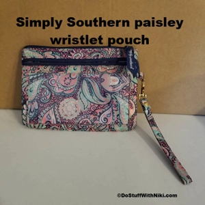 Simply Southern paisley wristlet pouch w/clear pocket