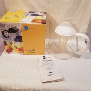 New unused in box Schott Jenaer Glass pot w/infuser Germany