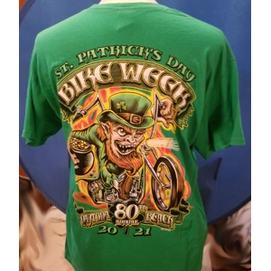 NWOT Green 2021 80th Anniv Bike Week Tshirt St. Patty's Day LG