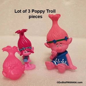 Lot of 3 Trolls Poppy pieces