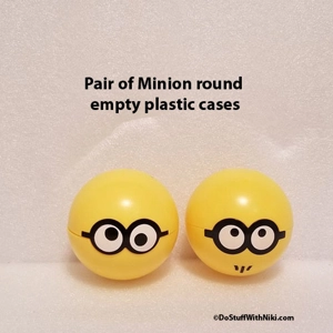 Pair of Minion round empty plastic cases