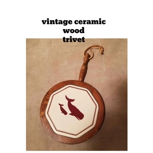Vintage tile & wood trivet w/whales
