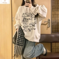 American Retro Dog Print Sweatshirt for Women
