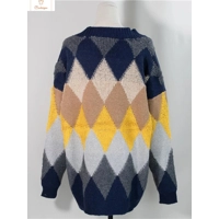 Plaid Puff Sleeve Oversized Cardigan