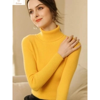 Fashionable Womens Turtleneck Jumper with Thermal Striped Knit
