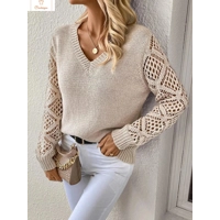 Casual V Neck Knit Sweater for Women