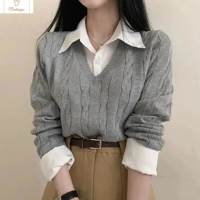 Womens Winter V-Neck Knit Sweater