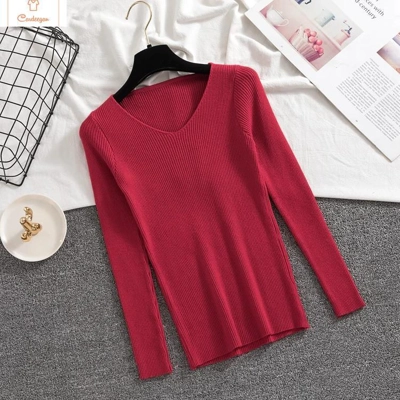 Spring Autumn V Neck Women Sweater