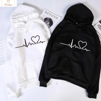 Casual Black and White Hip Hop Hoodie