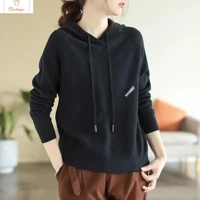 Retro Drawstring Hooded Sweatshirt Pullover