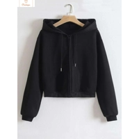 Womens Velvet Zip Up Hoodie Sweatshirt