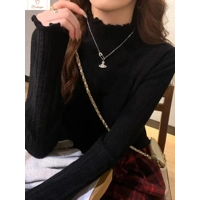 Cardeegan Womens Ruched Turtleneck Knitted Sweater