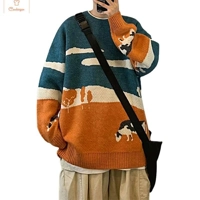 Cartoon Shark Print Oversized Sweater