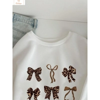Retro Leopard Print Bow Hoodie for Women
