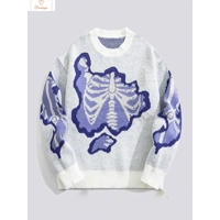 Personalized Skeleton Jacquard Pullover Sweater