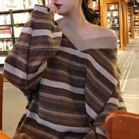 Striped Oversized Knit Sweater for Women