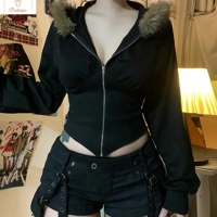 Slimming Hooded Zippered Winter Jacket