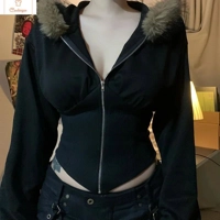 Slimming Hooded Zippered Winter Jacket