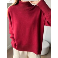 Cardeegan Womens Burgundy Turtleneck Sweater