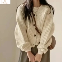 French Retro Twist V-neck Cardigan Sweater