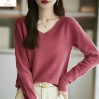 Womens Merino Wool V-neck Pullover Sweater