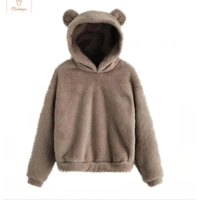 Cute Plush Rabbit Ear Hoodie for Women