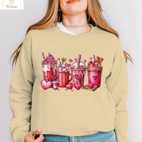 Valentines Day Coffee Print Hoodie for Women