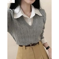 Womens Winter V-Neck Knit Sweater