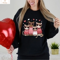 Valentines Cat Print Hip Hop Hoodie
