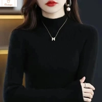 Solid Half Turtleneck Knit Sweater for Women