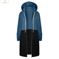 Cardeegan Womens Colour Blocking Hooded Hip Zip Straight Sweatshirt