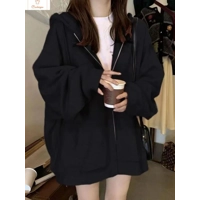 Korean Zipper Hooded Sweatshirt for Women