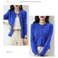 Cashmere Womens O-Neck Cardigan Sweater