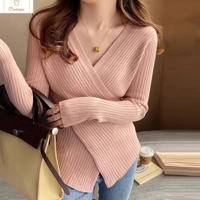 Long Sleeve Criss-Cross Knitwear Top