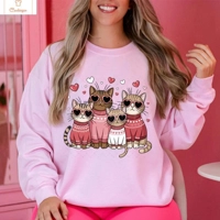 Valentines Cat Print Hip Hop Hoodie