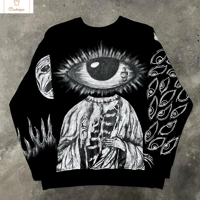Gothic Hip Hop Demon Print Oversized Sweater