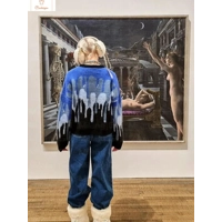 Water Pattern Oversized Winter Pullover Sweater