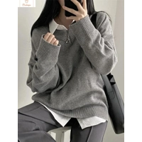 Casual Oversize Black V-Neck Sweater