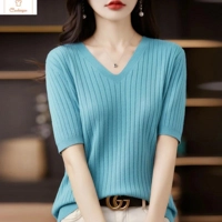Casual V-neck Knit Sweater for Women