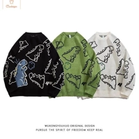 Dinosaur Print Long Sleeve Knit Pullover