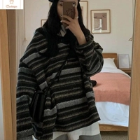 Striped Oversized Knit Sweater for Women