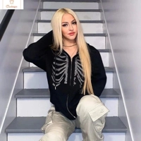 Cardeegan Gothic Black Zip Up Oversized Sweatshirt