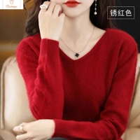 Womens Mink Cashmere V-Neck Sweater