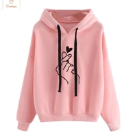 Autumn Fleece Heart Design Hoodie