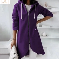 Solid Color Hooded Zipper Cardigan