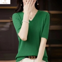 Casual V-neck Knit Sweater for Women