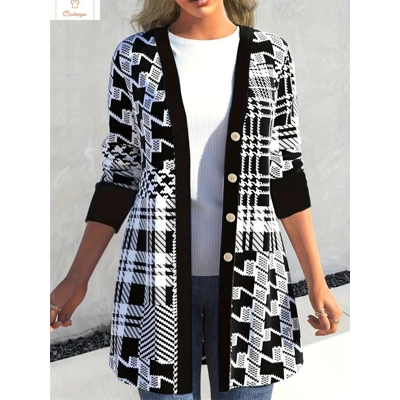 Plus-Size Casual Long-Sleeve Cardigan Jacket